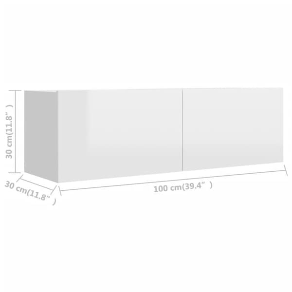 vidaXL TV-bänk vit högglans 100x30x30 cm konstruerat trä