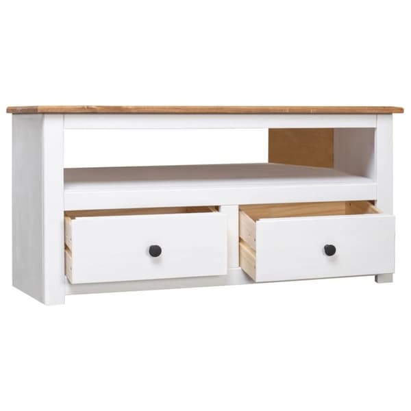 vidaXL TV-bänk hörn vit 93x49x49 cm massiv furu panama
