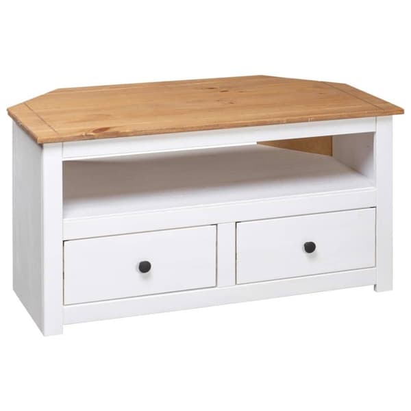 vidaXL TV-bänk hörn vit 93x49x49 cm massiv furu panama