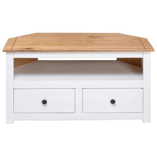 vidaXL TV-bänk hörn vit 93x49x49 cm massiv furu panama