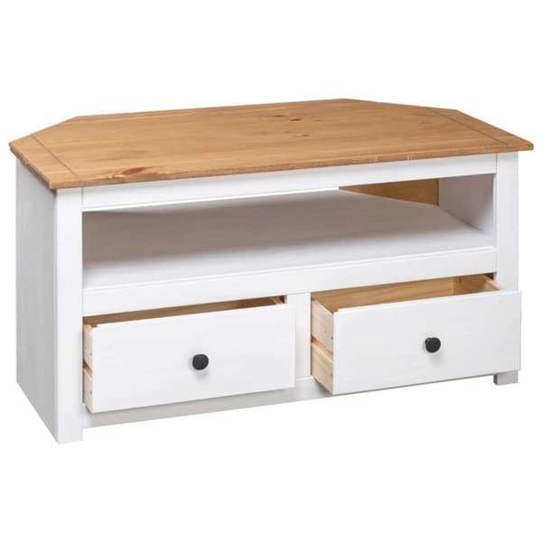 vidaXL TV-bänk hörn vit 93x49x49 cm massiv furu panama