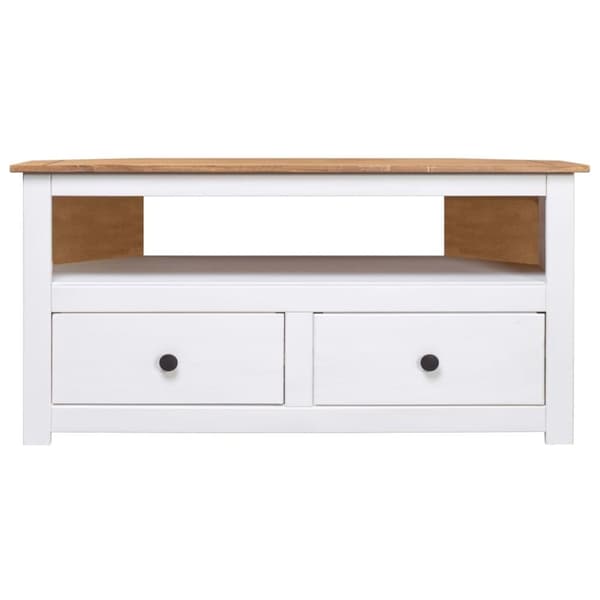 vidaXL TV-bänk hörn vit 93x49x49 cm massiv furu panama