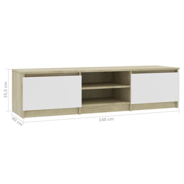 vidaXL TV-bänk vit och sonoma-ek 140x40x35,5 cm konstruerat trä