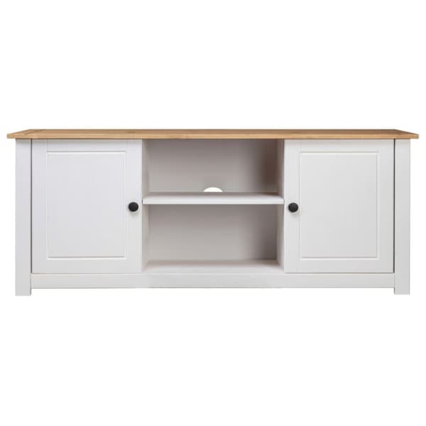 vidaXL TV-benk hvit 120x40x50 cm heltre furu Panama Range