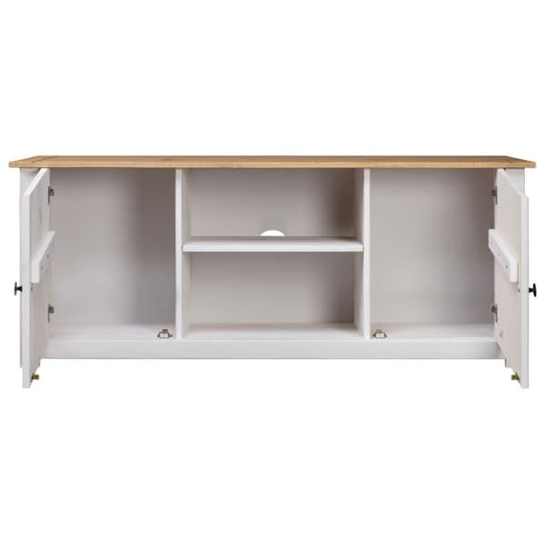 vidaXL TV-benk hvit 120x40x50 cm heltre furu Panama Range