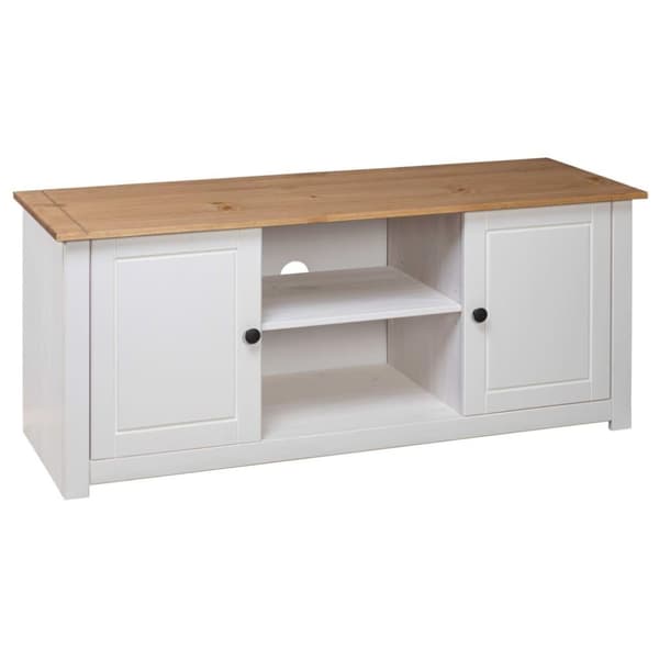vidaXL TV-benk hvit 120x40x50 cm heltre furu Panama Range