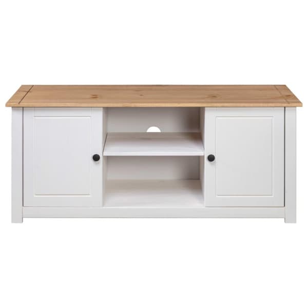 vidaXL TV-benk hvit 120x40x50 cm heltre furu Panama Range