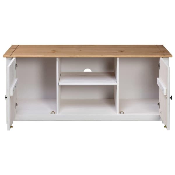 vidaXL TV-benk hvit 120x40x50 cm heltre furu Panama Range