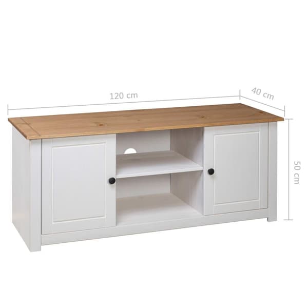 vidaXL TV-benk hvit 120x40x50 cm heltre furu Panama Range