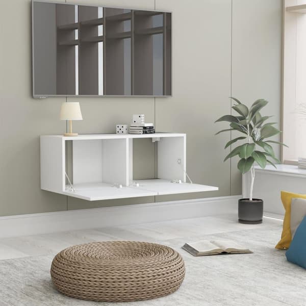 vidaXL TV-benk hvit 80x30x30 cm konstruert tre