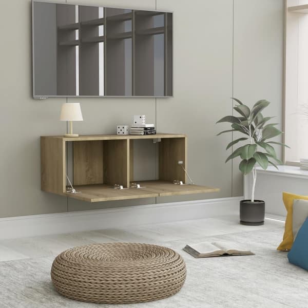 vidaXL tv-bord 80x30x30 cm konstrueret træ sonoma-eg