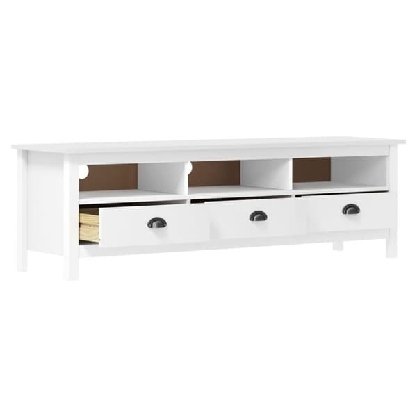 vidaXL TV-bänk Hill vit 158x40x47 cm massiv furu