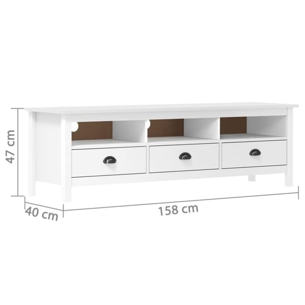 vidaXL TV-bänk Hill vit 158x40x47 cm massiv furu