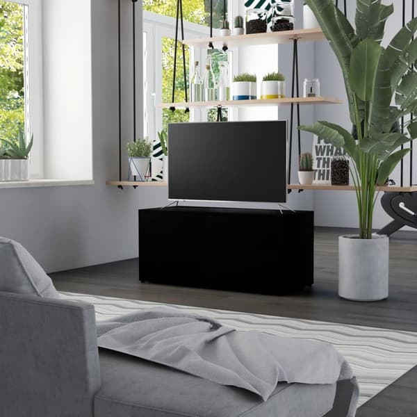 vidaXL TV-benk svart 80x34x36 cm sponplate