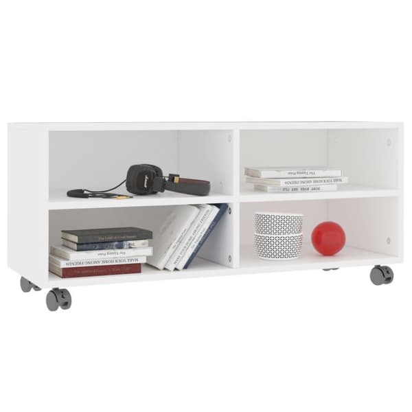 vidaXL tv-skab med hjul 90 x 35 x 35 cm spånplade hvid