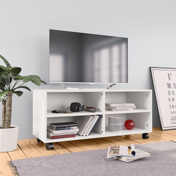 vidaXL tv-skab med hjul 90 x 35 x 35 cm spånplade hvid