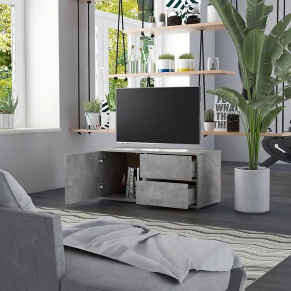 vidaXL TV-bänk betonggrå 80x34x36 cm spånskiva