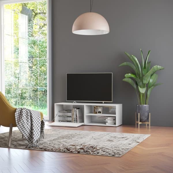 vidaXL TV-taso korkeakiilto valkoinen 120x34x37 cm lastulevy