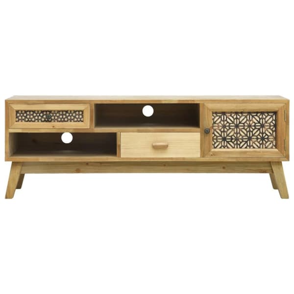 vidaXL tv-bord 120x30x42 cm udskåret design træ brun