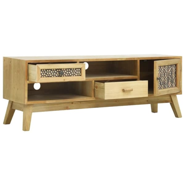 vidaXL tv-bord 120x30x42 cm udskåret design træ brun