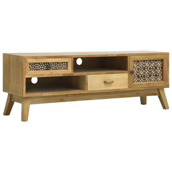 vidaXL tv-bord 120x30x42 cm udskåret design træ brun