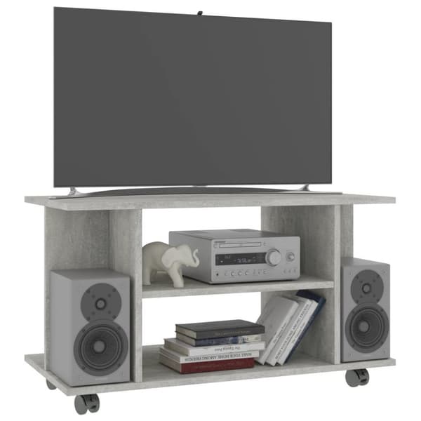 vidaXL TV-benk med hjul betonggrå 80x40x45 cm konstruert tre