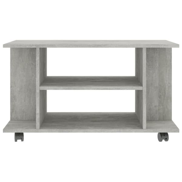 vidaXL TV-benk med hjul betonggrå 80x40x45 cm konstruert tre