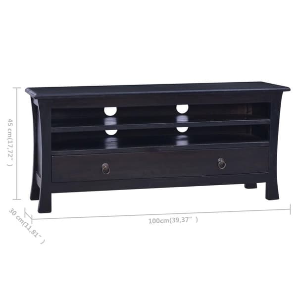 vidaXL TV-bänk ljus svart 100x30x45 cm massiv mahogny