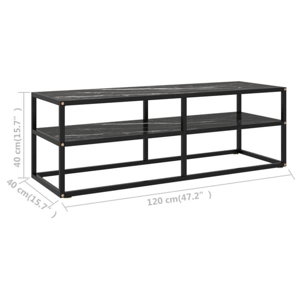 vidaXL Tv-bänk svart med svart marmor glas 120x40x40 cm