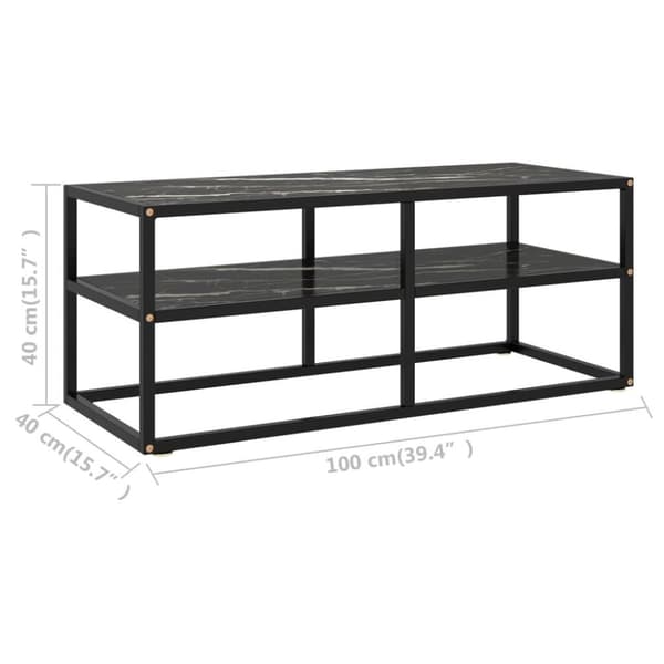 vidaXL tv-bord 100x40x40 cm marmorglas sort