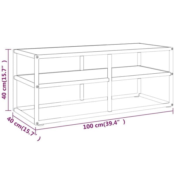 vidaXL tv-bord 100x40x40 cm hvidt marmorglas sort