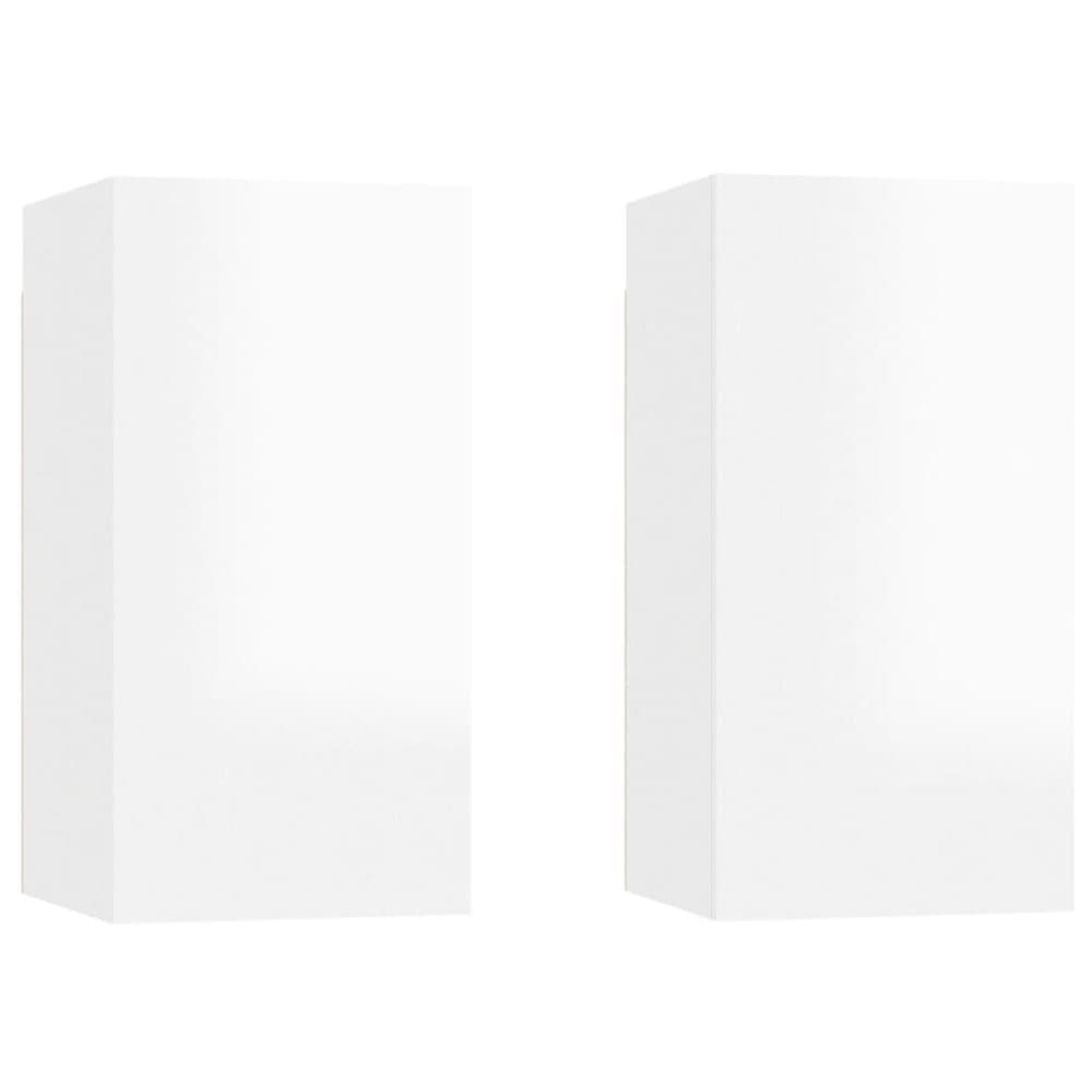 vidaXL TV-skåp 2 st vit högglans 30,5x30x60 cm spånskiva
