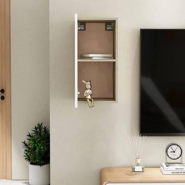 vidaXL tv-bord 30,5x30x60 cm konstrueret træ hvid og sonoma-eg