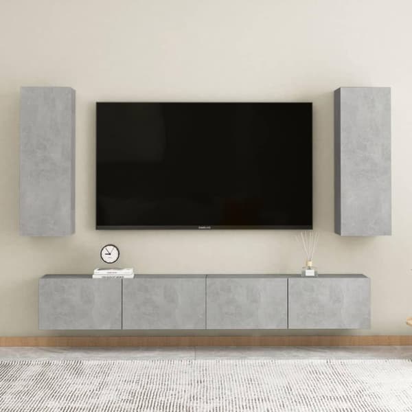 vidaXL tv-bord 30,5x30x90 cm konstrueret træ betongrå