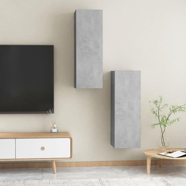 vidaXL tv-borde 2 stk. 30,5x30x90 cm konstrueret træ betongrå