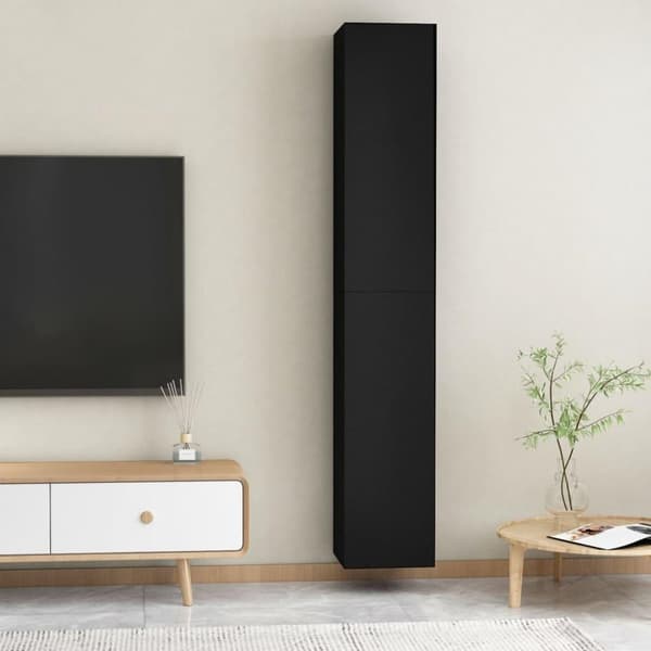 vidaXL tv-borde 2 stk. 30,5x30x90 cm konstrueret træ sort