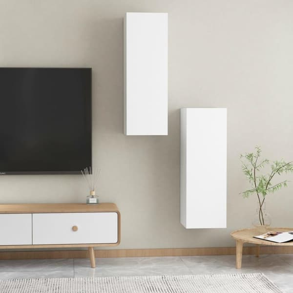 vidaXL TV-skåp 2 st vit 30,5x30x90 cm konstruerat trä