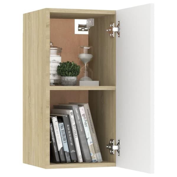 vidaXL tv-borde 2 stk. 30,5x30x60 cm konstrueret træ hvid og sonoma-eg
