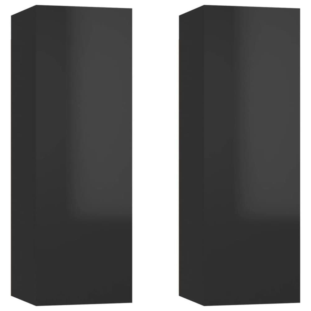 vidaXL TV-skåp 2 st svart högglans 30,5x30x90 cm spånskiva
