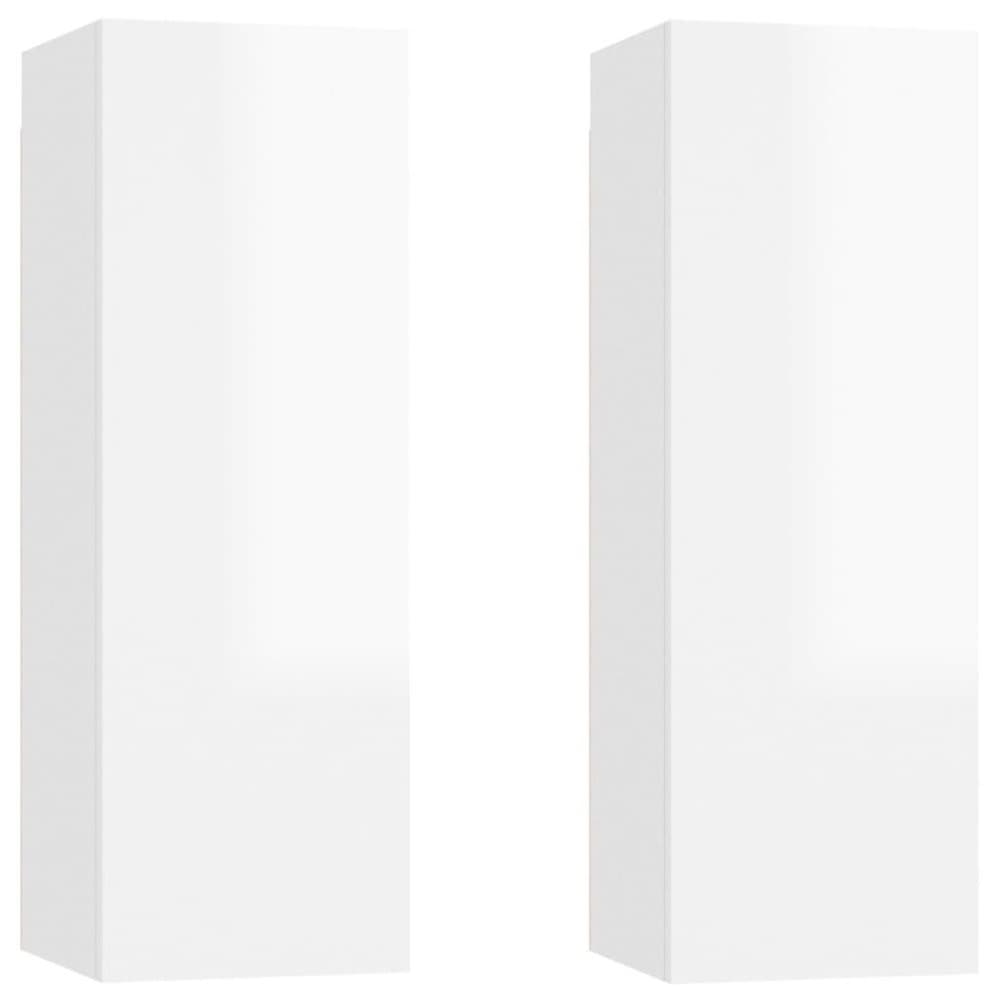 vidaXL TV-skåp 2 st vit högglans 30,5x30x90 cm spånskiva