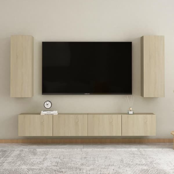 vidaXL TV-benker 2 stk sonoma eik 30,5x30x90 cm sponplate
