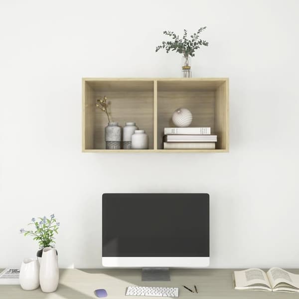 vidaXL Vegghengt TV-benk sonoma eik 37x37x72 cm sponplate