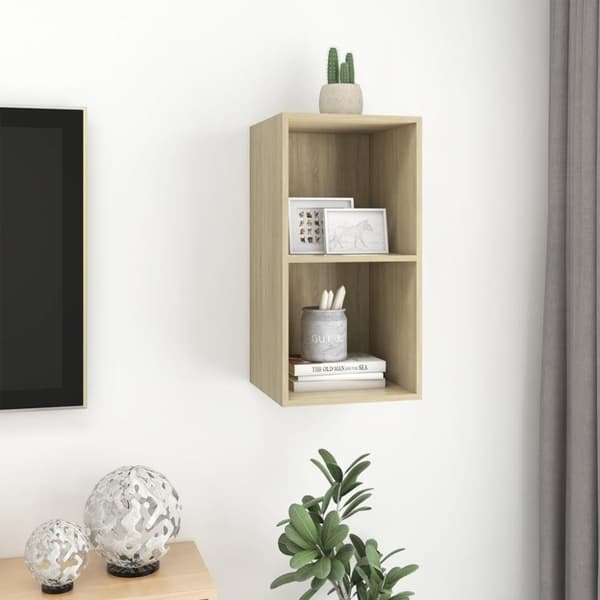 vidaXL Vegghengt TV-benk sonoma eik 37x37x72 cm sponplate