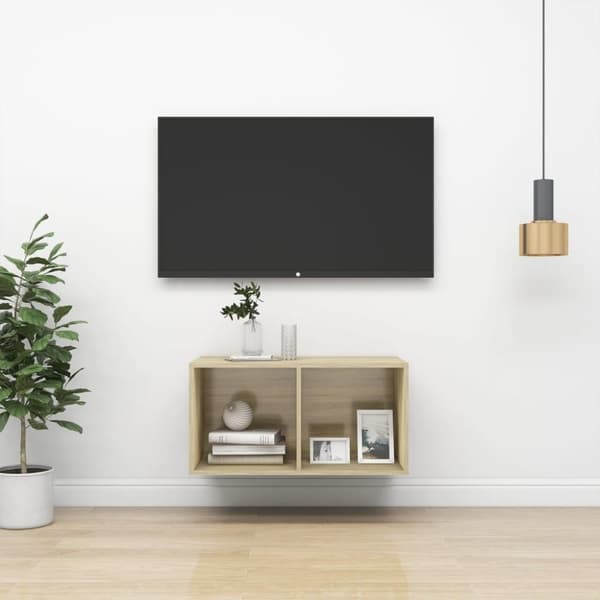 vidaXL Vegghengt TV-benk sonoma eik 37x37x72 cm sponplate