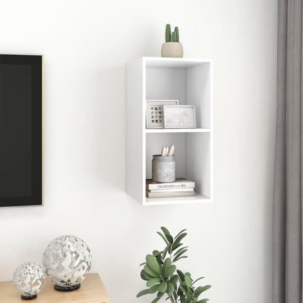 vidaXL væghængt tv-bord 37x37x72 cm konstrueret træ hvid