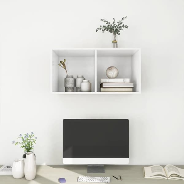 vidaXL væghængt tv-bord 37x37x72 cm konstrueret træ hvid