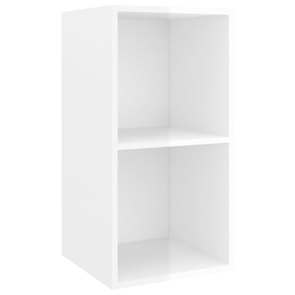 vidaXL Väggmonterad tv-bänk vit högglans 37x37x72 cm spånskiva