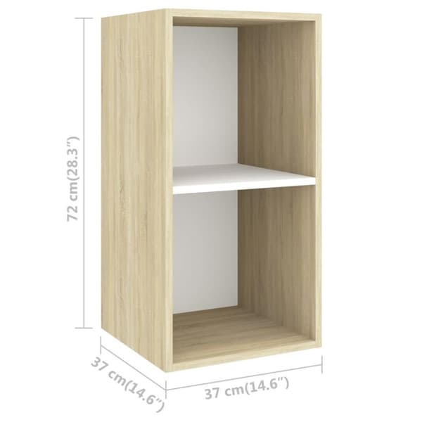 vidaXL Vegghengt TV-benk sonoma eik og hvit 37x37x72 cm konstruert tre