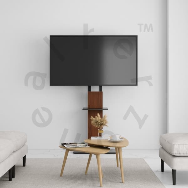 Alterzone Slim 6s gulvstativ med hylde til 32"-60" TV, valnødbrun