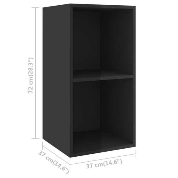 vidaXL væghængt tv-bord 37x37x72 cm konstrueret træ sort højglans